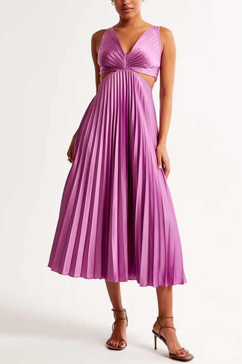 Women's Maxi Dress Polyester V-Neck Pleated for Evening Events 6