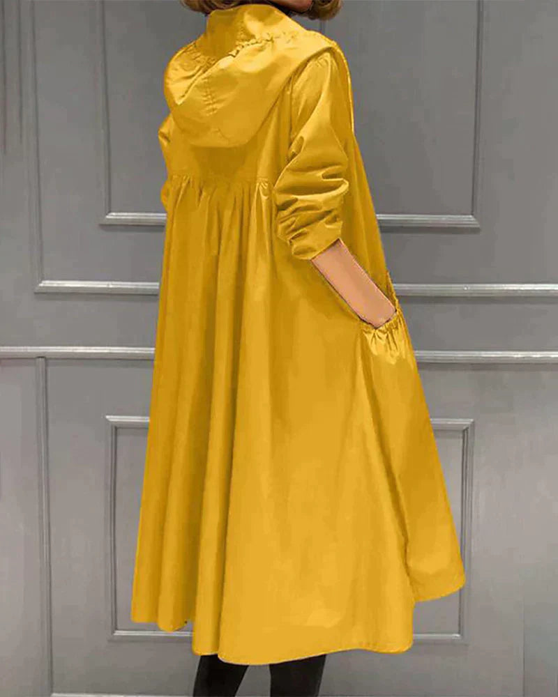 Long rain jacket for women | With hood