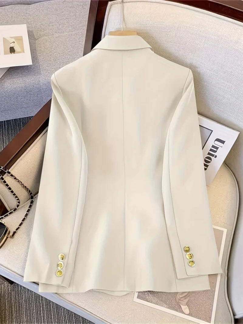 Women's Elegant Slim Business Blazer with Golden Buttons | Ideal for All Seasons