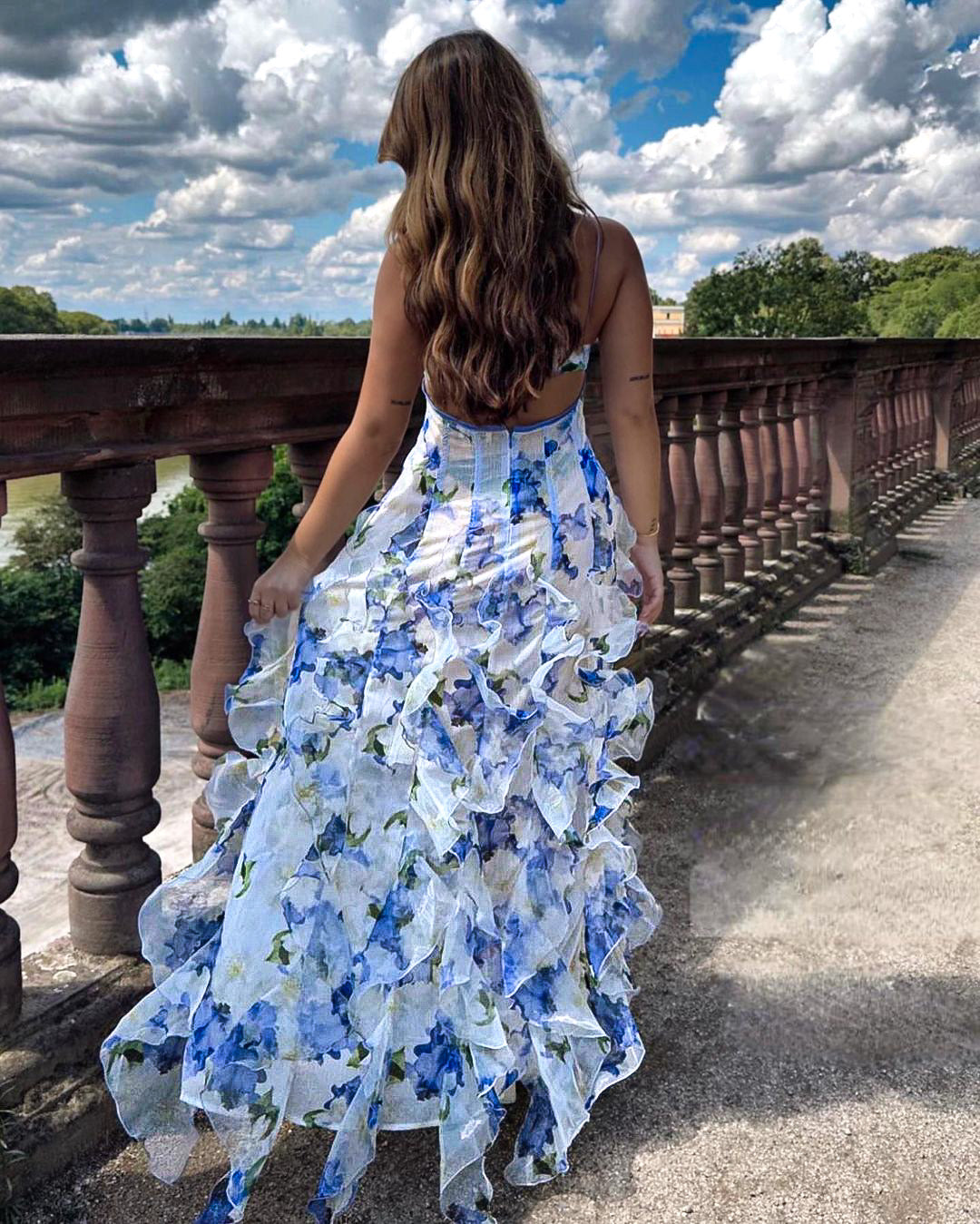 Women's Floral Summer Dress Cotton with Ruffles 4
