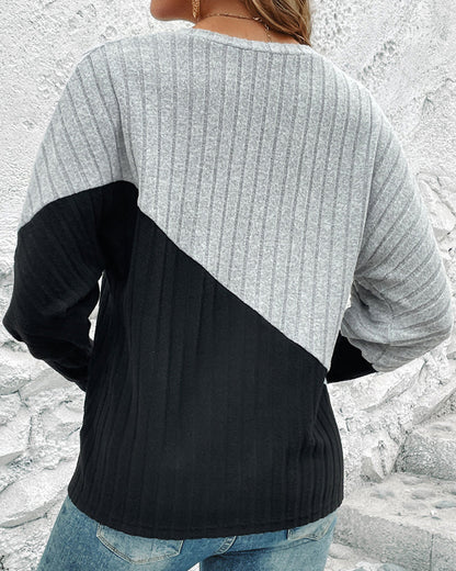 Casual Cotton Sweater With Halfcolor For Women | Ideal for Autumn