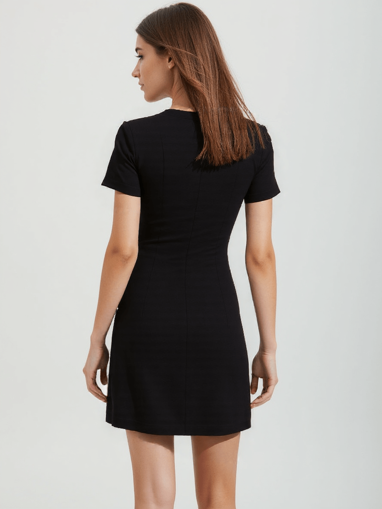 Women's Short Dress with Bow and Side Split 5