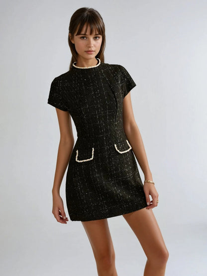 Women's Black Dress Tweed Formal 1