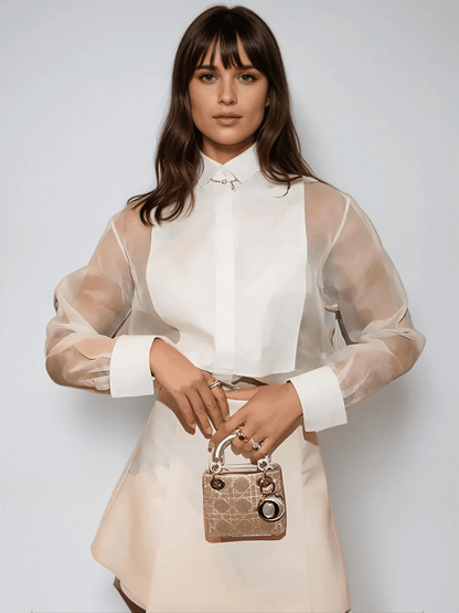 Women's Organza Top Blouse with Puff Sleeves 4