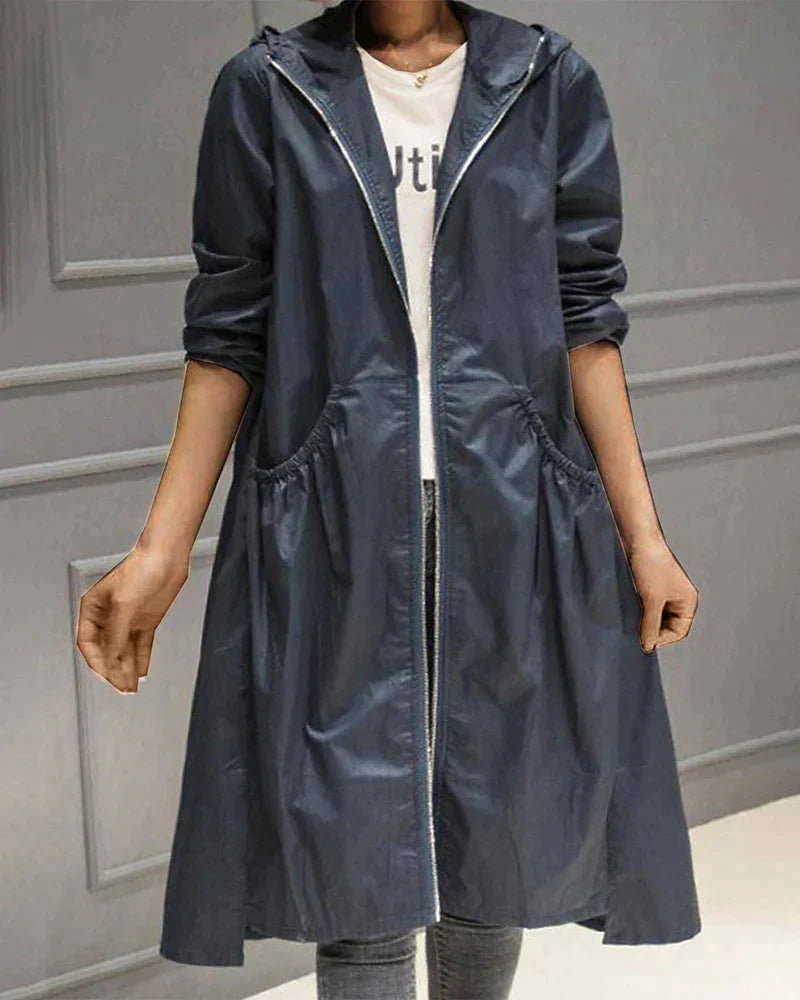 Long rain jacket for women | With hood