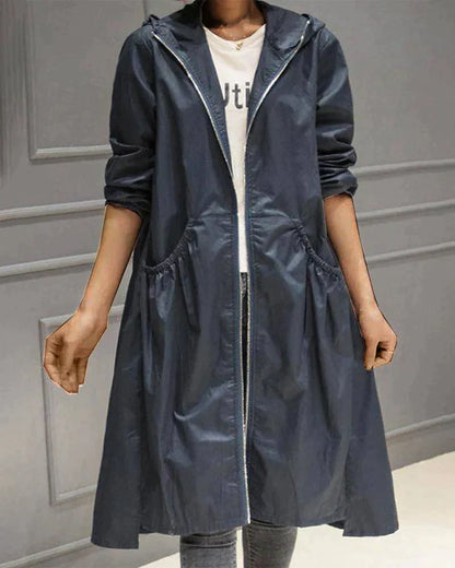 Long rain jacket for women | With hood