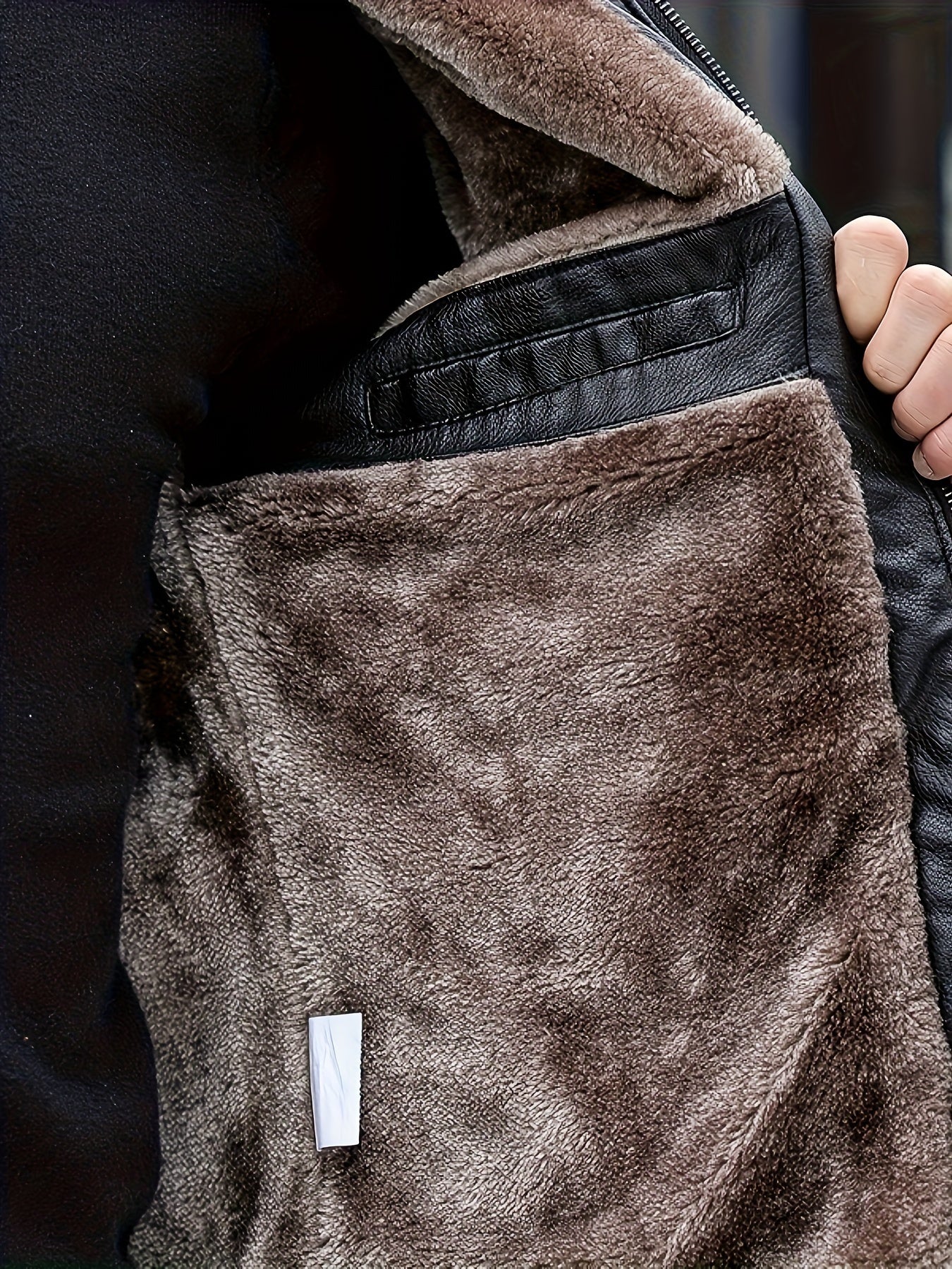 Casual Fleece Lined PU Jacket with Chic Zipper Pocket for Men | Ideal for Winter