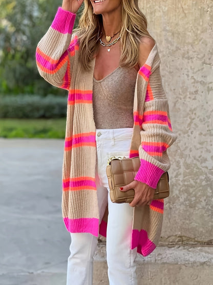Casual Festive Winter Striped Cardigan for Women | Ideal for Winter