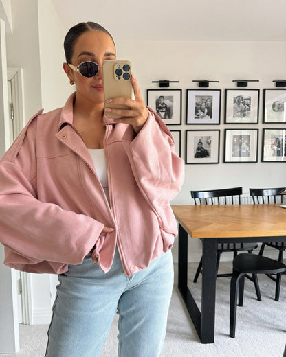 Women's Suede Bomber Jacket – Classic and Stylish Outerwear