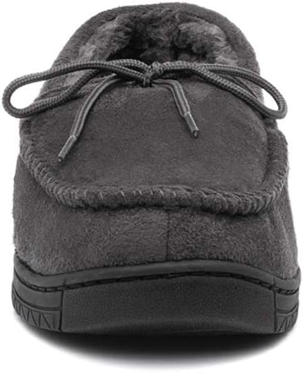 Men’s Moccasin Slippers | Grey Indoor Winter Shoes