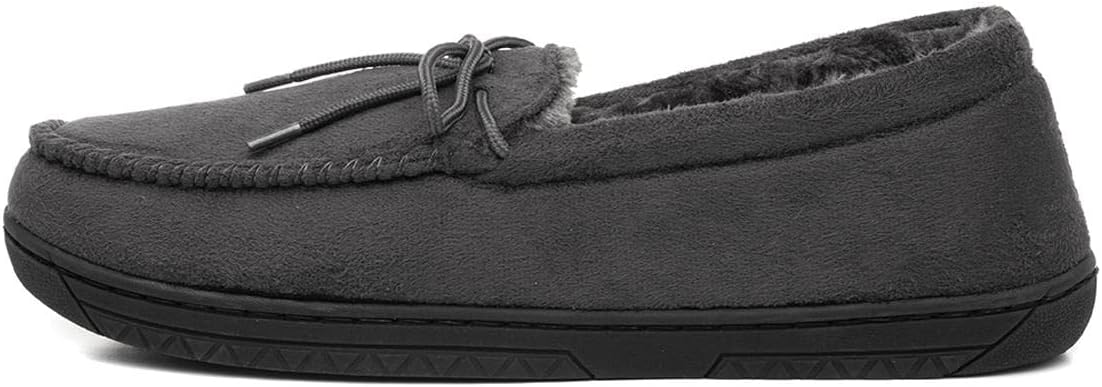 Men’s Moccasin Slippers | Grey Indoor Winter Shoes