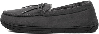 Men’s Moccasin Slippers | Grey Indoor Winter Shoes
