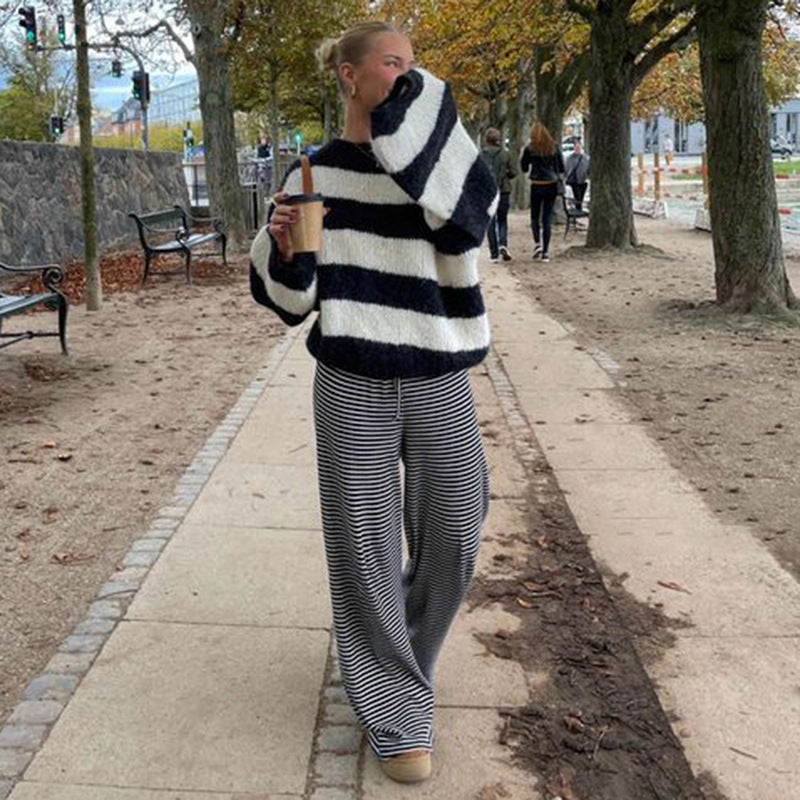 Women's Striped Trousers Comfortable Fit 9