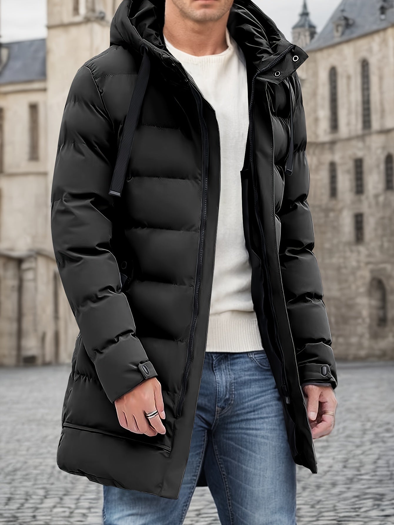 Long Padded Hooded Puffer Winter Jacket for Men | Great for Outdoor Activities
