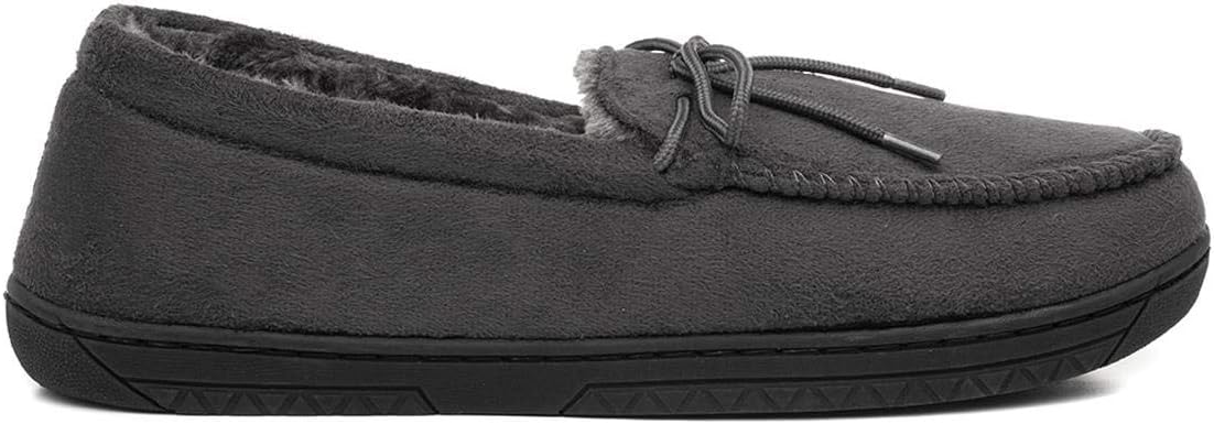 Men’s Moccasin Slippers | Grey Indoor Winter Shoes