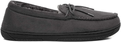 Men’s Moccasin Slippers | Grey Indoor Winter Shoes