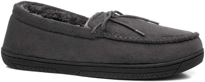 Men’s Moccasin Slippers | Grey Indoor Winter Shoes