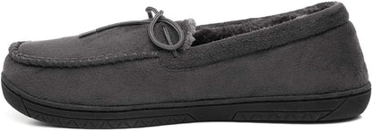 Men’s Moccasin Slippers | Grey Indoor Winter Shoes