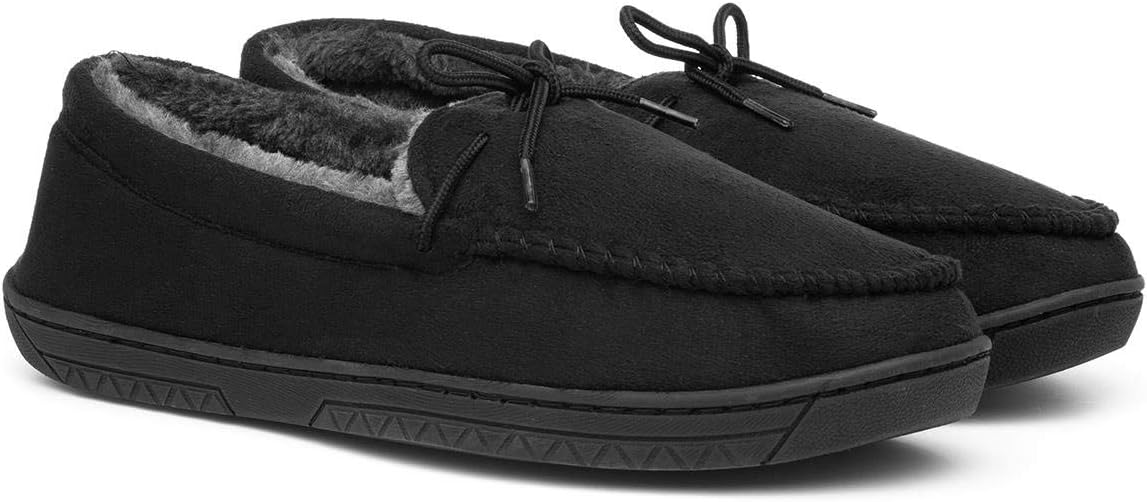 Men’s Moccasin Slippers | Grey Indoor Winter Shoes