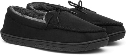 Men’s Moccasin Slippers | Grey Indoor Winter Shoes