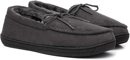 Men’s Moccasin Slippers | Grey Indoor Winter Shoes