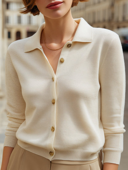 Minimalist Slightly Loose Button-Down Knit Cardigan
