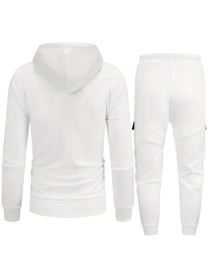 Casual Full Zip up Hoodie and Jogging Pants Tracksuit for Men | Ideal for Autumn