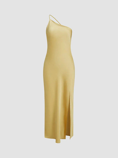 Women's Satin Maxi Dress Open Back Elegant 5