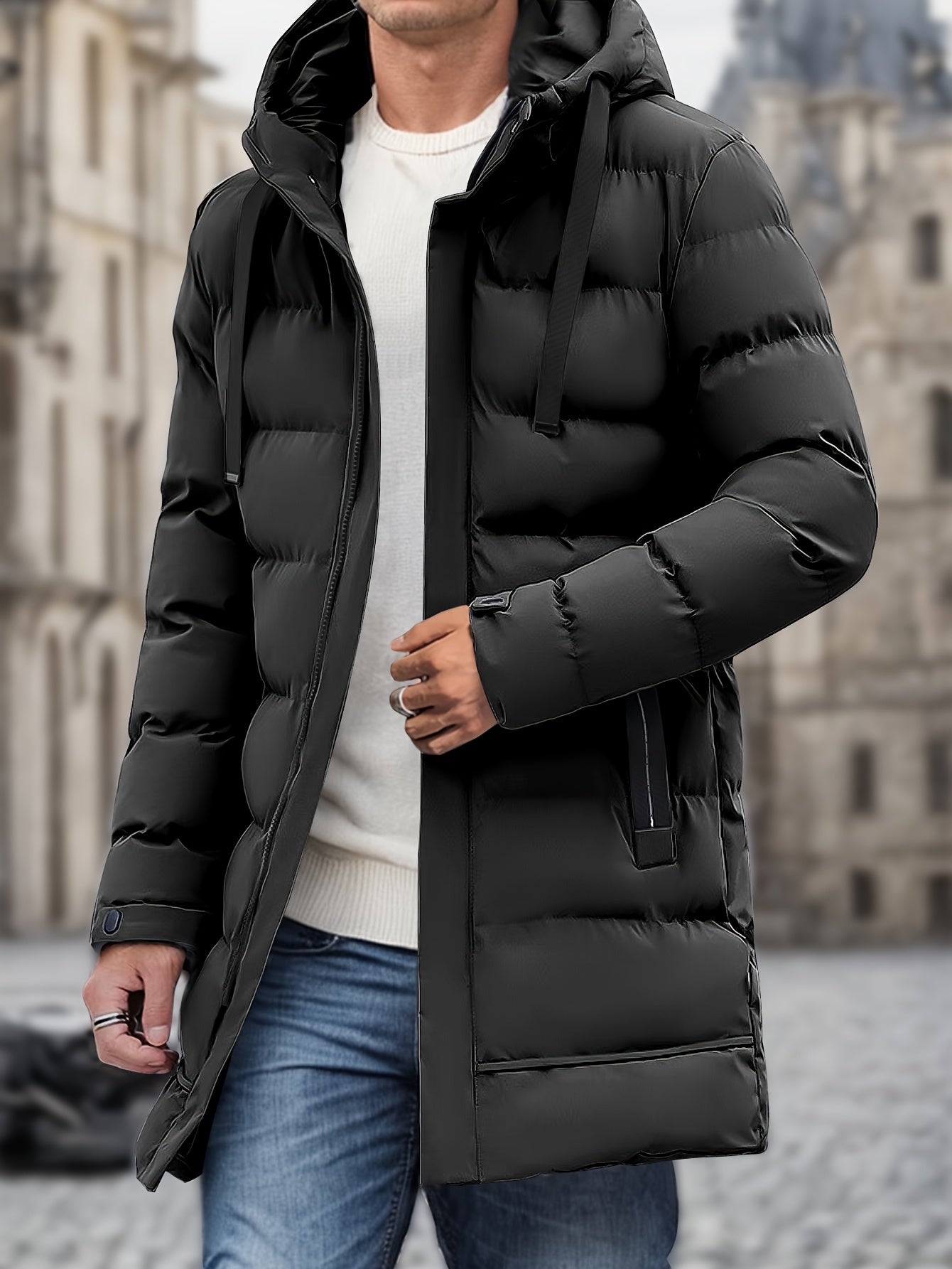 Long Padded Hooded Puffer Winter Jacket for Men | Great for Outdoor Activities