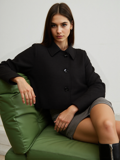 Women’s Long Coat with Button Closure – Classic Elegant Outerwear