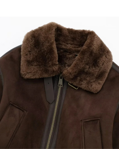 Women’s Suede Bomber Jacket – Stylish & Timeless