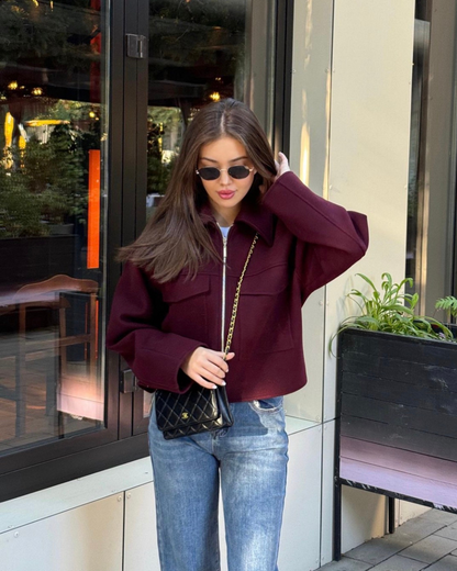 Women Boucle Jacket – Elegant Textured Open-Front Outerwear