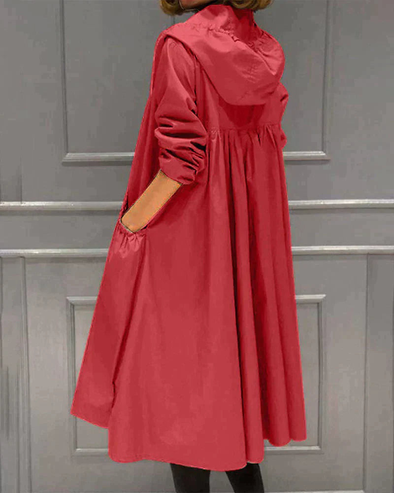 Long rain jacket for women | With hood