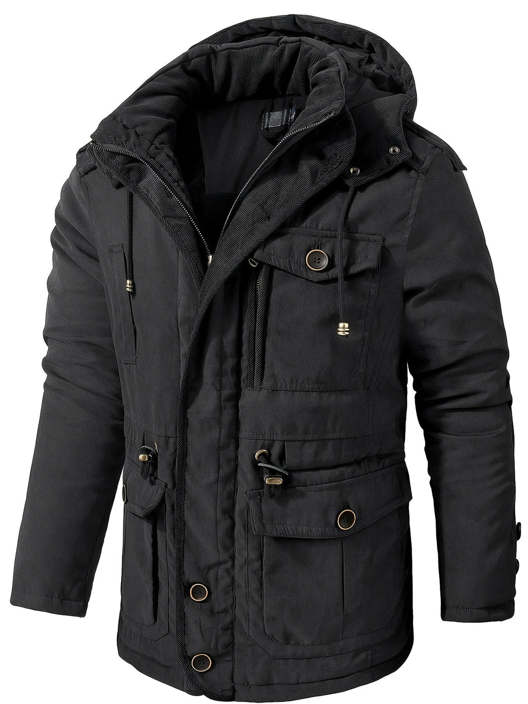 Casual Fleece Multi Pocket Hooded Cargo Winter Jacket | Ideal for Winter