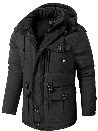 Casual Fleece Multi Pocket Hooded Cargo Winter Jacket | Ideal for Winter