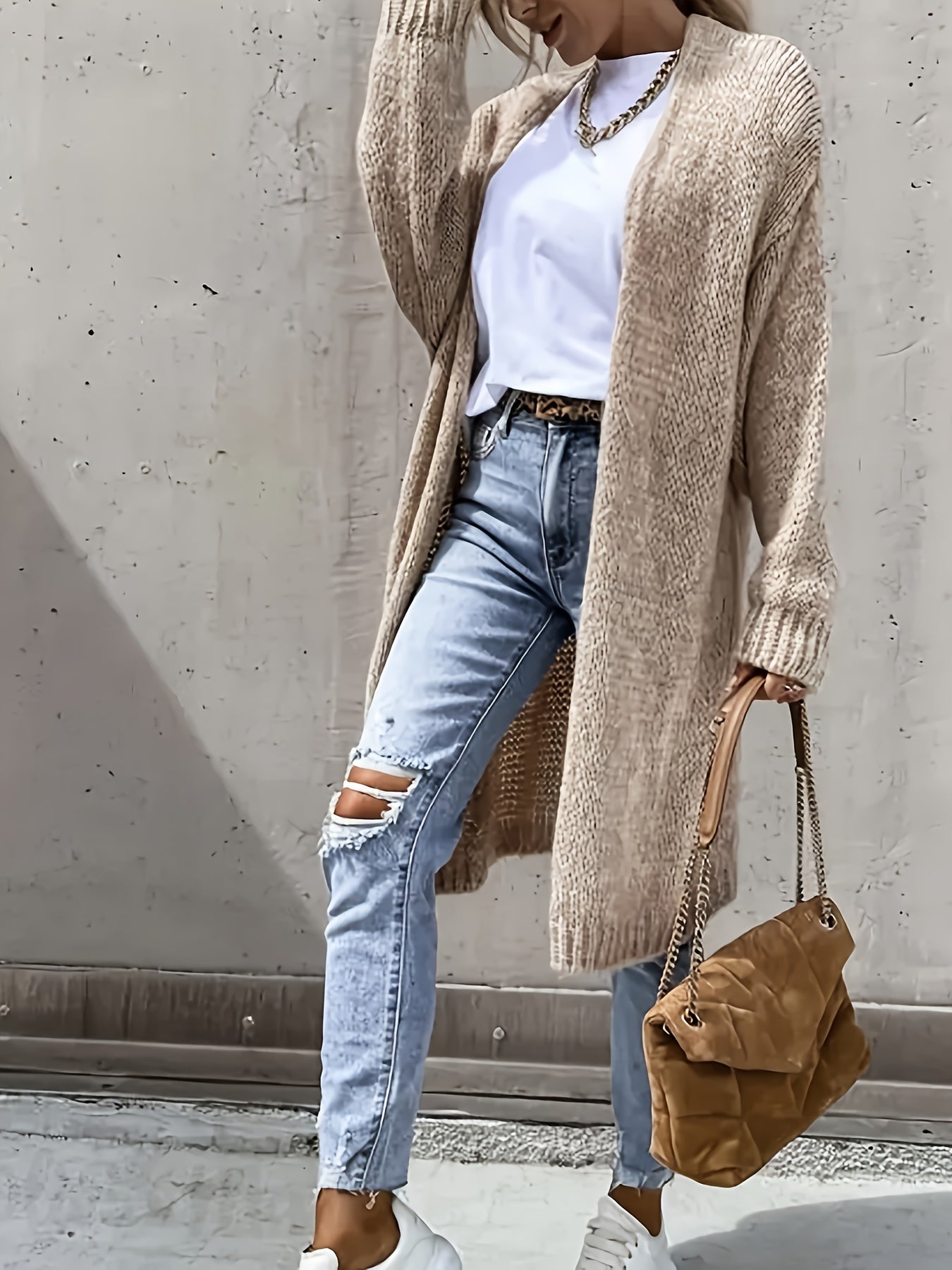Casual Drop Shoulder Fleece Knitwear Cardigan for Women | Great for Casual Days