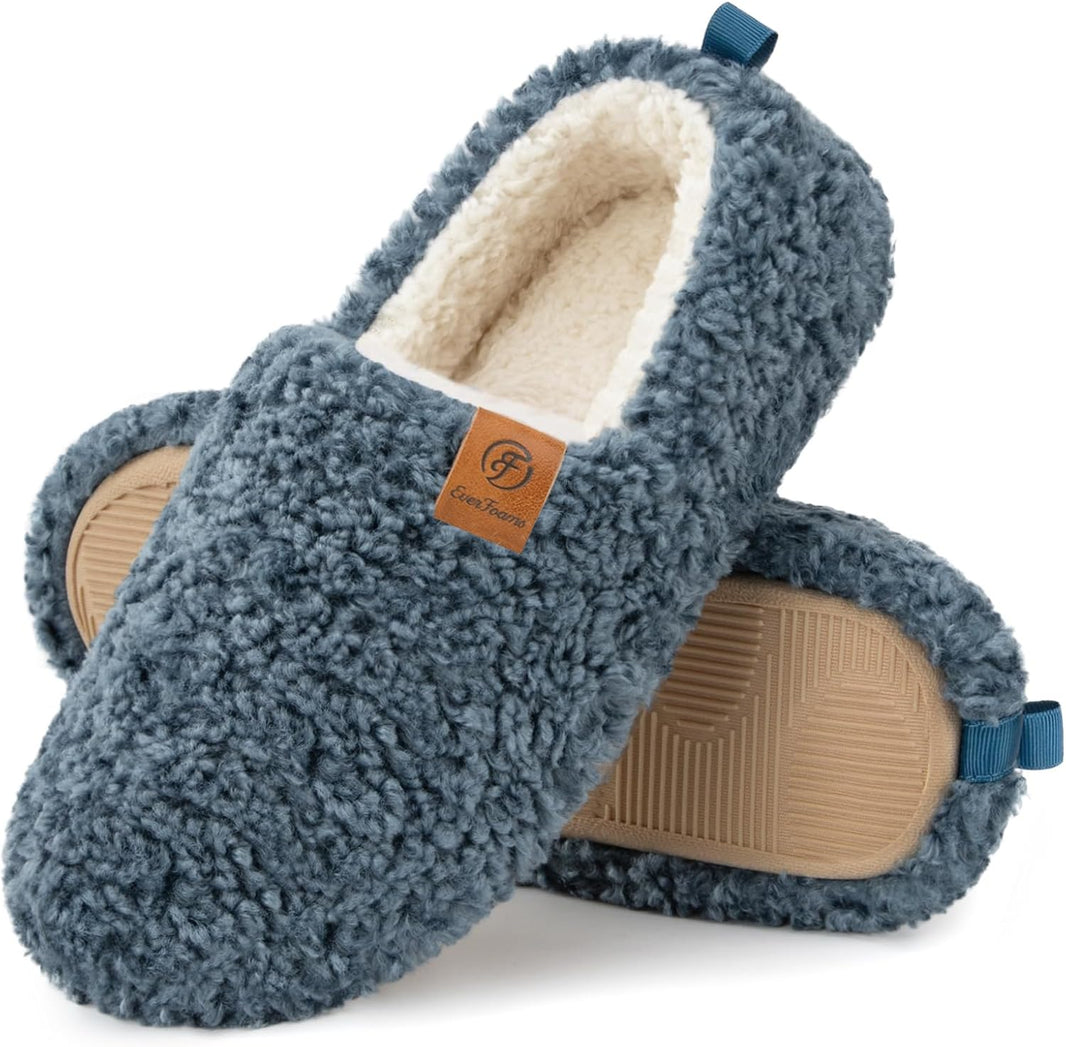 Women’s Fuzzy Full Slippers | Soft Faux Shearling Memory Foam Indoor House Shoes