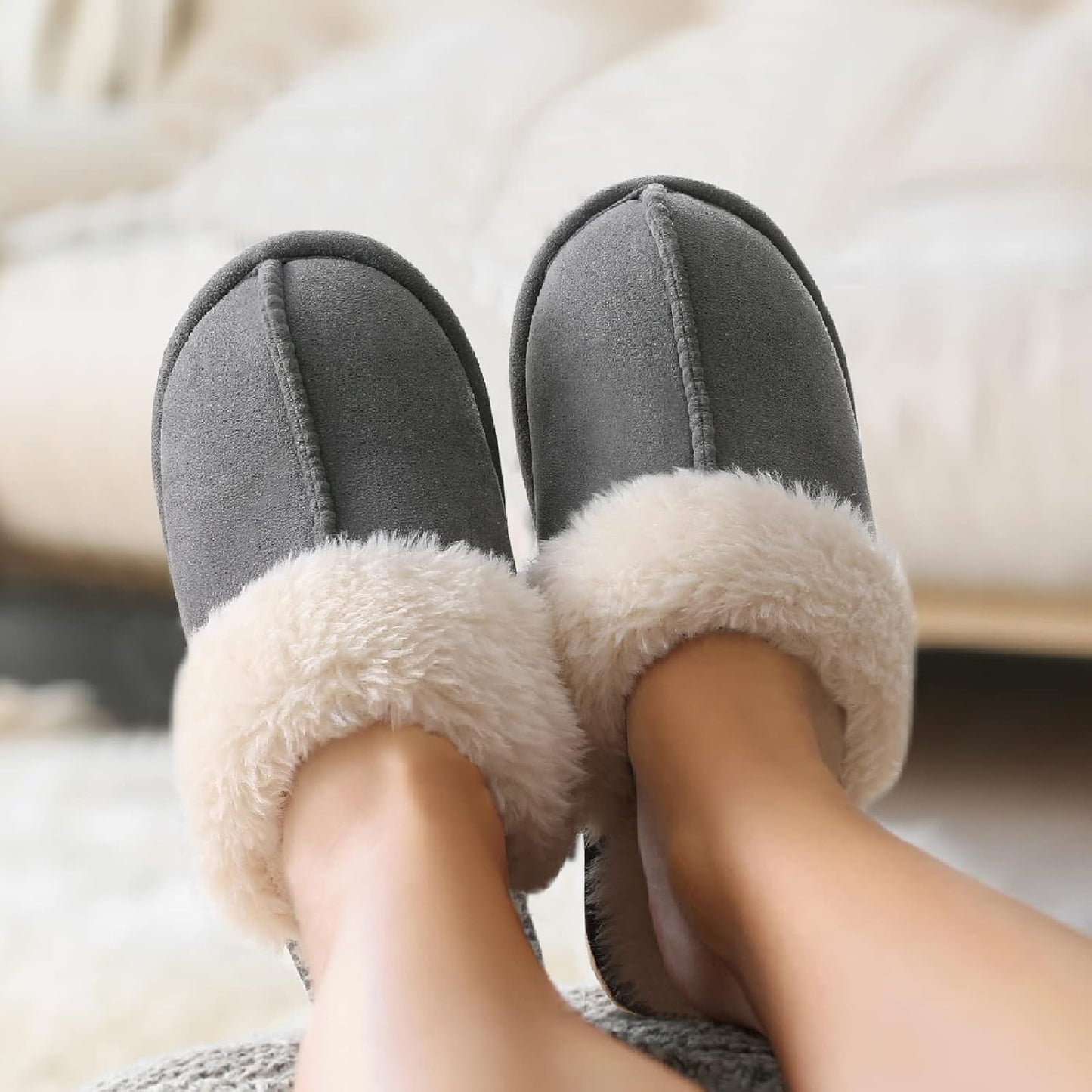 Litfun Women’s Fuzzy Memory Foam Slippers | Fluffy Indoor & Outdoor Winter Shoes