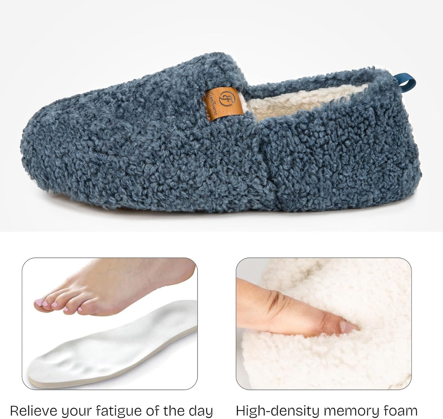 Women’s Fuzzy Full Slippers | Soft Faux Shearling Memory Foam Indoor House Shoes