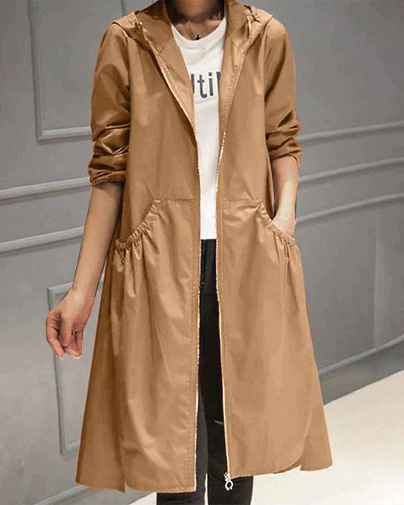 Long rain jacket for women | With hood