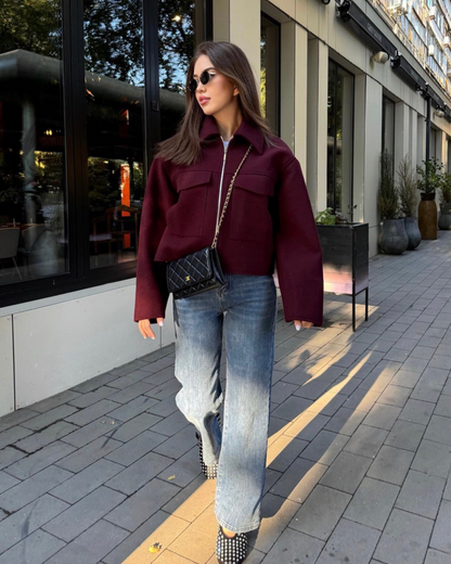 Women Boucle Jacket – Elegant Textured Open-Front Outerwear