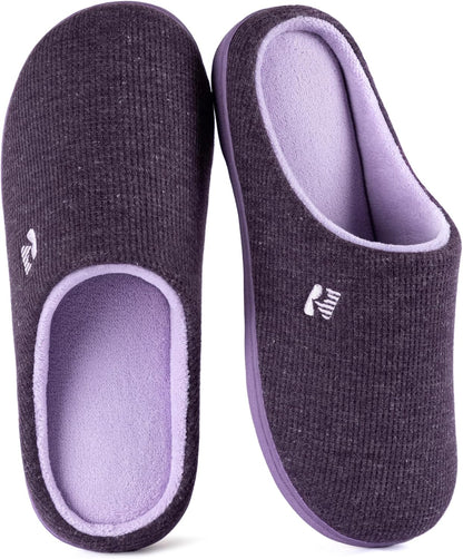 Women’s Two-Tone Memory Foam Slippers | Comfortable Indoor Winter House Shoes
