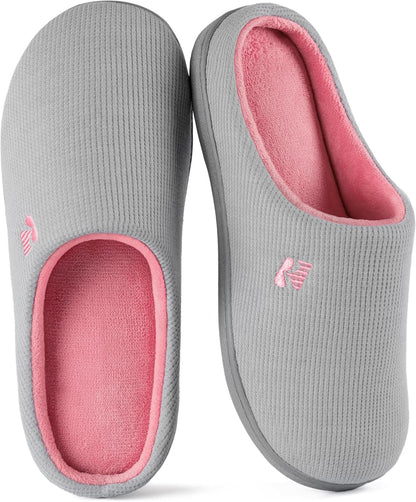 Women’s Two-Tone Memory Foam Slippers | Comfortable Indoor Winter House Shoes