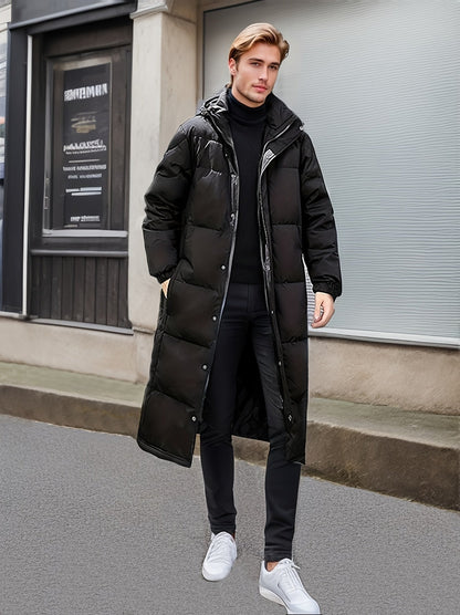 Casual Black Long Padded Hooded Winter Jacket For Men | Great for Winter
