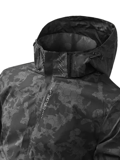 Camouflage Pattern Print Hooded Windbreaker Outdoorjacket For Spring Autumn For Men | Great for Spring & Autumn