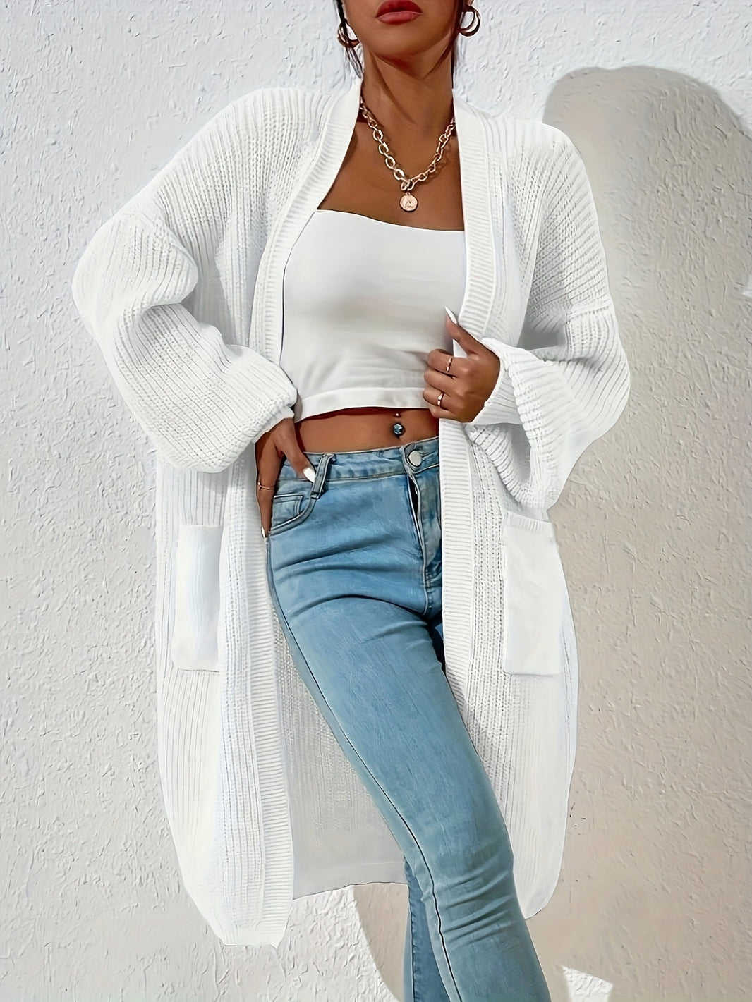 Casual Drop Shoulder Knitwear Cardigan with Pockets for Women | Great for Casual Days