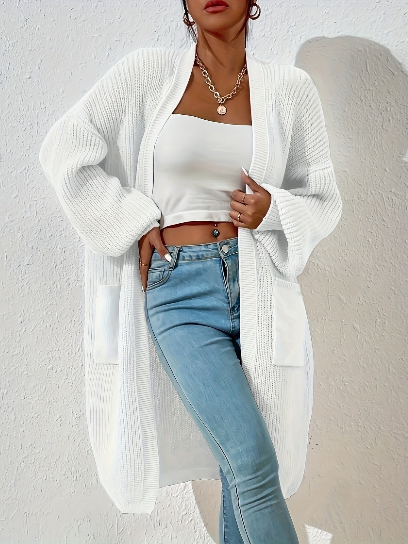 Casual Drop Shoulder Knitwear Cardigan with Pockets for Women | Great for Casual Days