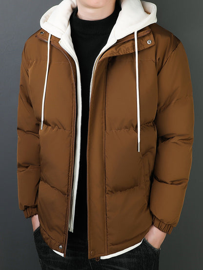 Casual Fake Two Piece Hooded Winter Jacket for Men | Great for Casual Days