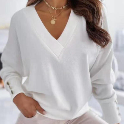 Women's Elegant V-Neck Sweater – Soft Knit, Casual & Stylish