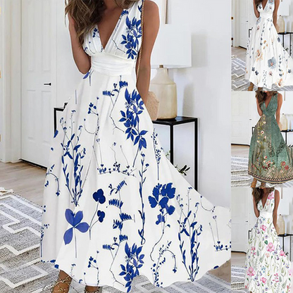 Women's - Elegant Maxi Dress - for Women | Timeless Floral Design and Adjustable Fit